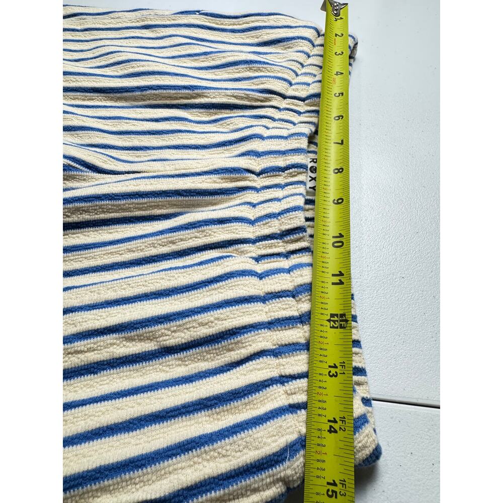 Roxy Blue & White Striped Terry Cloth Beach Pants Wide Leg Cropped Women’s S/M - Picture 6 of 7